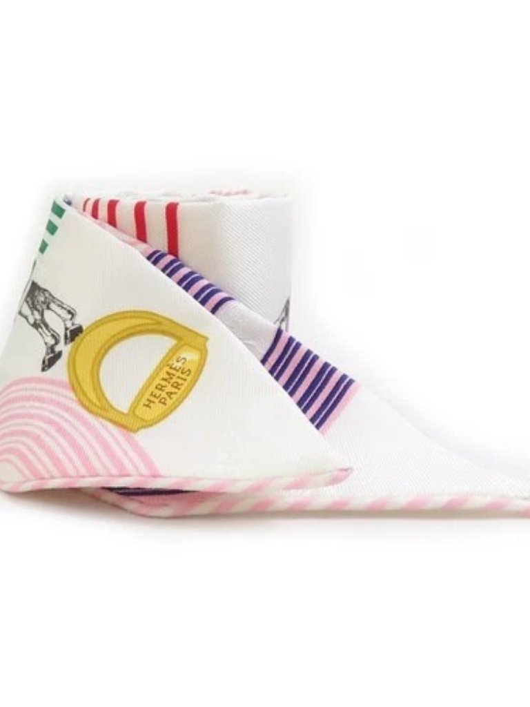 Auth Hermes Twilly Scarf White/Multicolor Silk - E60781g